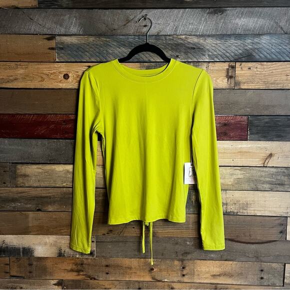 Jessica Simpson Active Lime Green Open Back Long‎ Sleeve Top Size Small - Picture 2 of 10